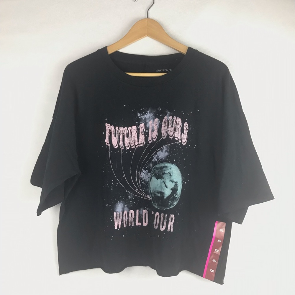 NWT Grayson Threads Black Crop Top Tee T-Shirt Size XXL
